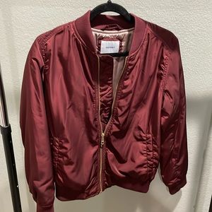 Burgundy bomber jacket